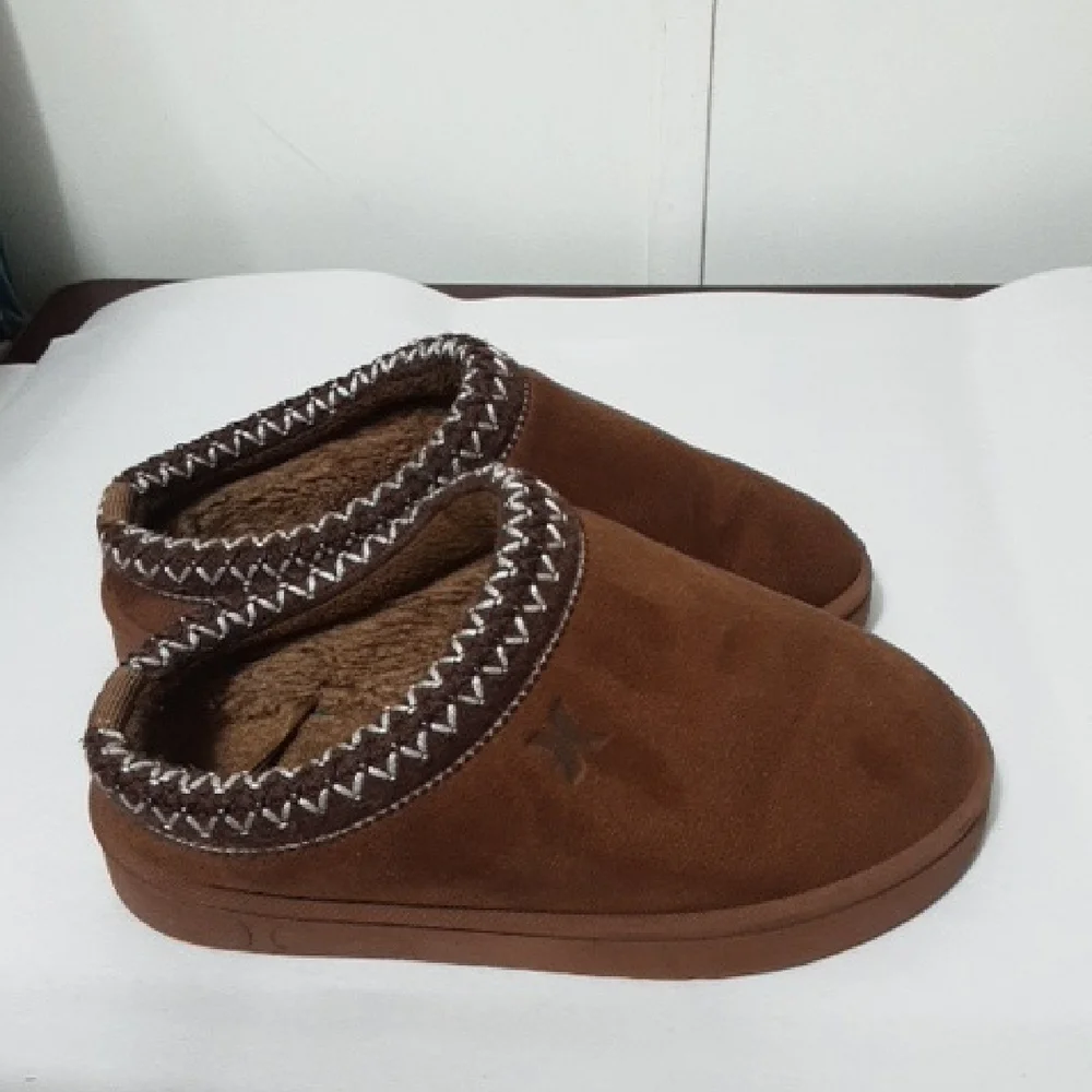 HULEY Modi Brown Faux‎ Fur Fleece Slip-On Slippers
